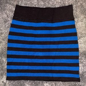Forever 21 Blue and Black Striped Pencil Skirt Size Medium